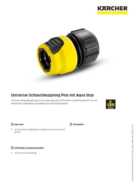 Kärcher Universal-Schlauchkupplung Plus mit Aqua Stop